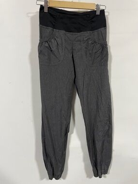 Prana women’s Gray Cargo Joggers with Black Waist Panel